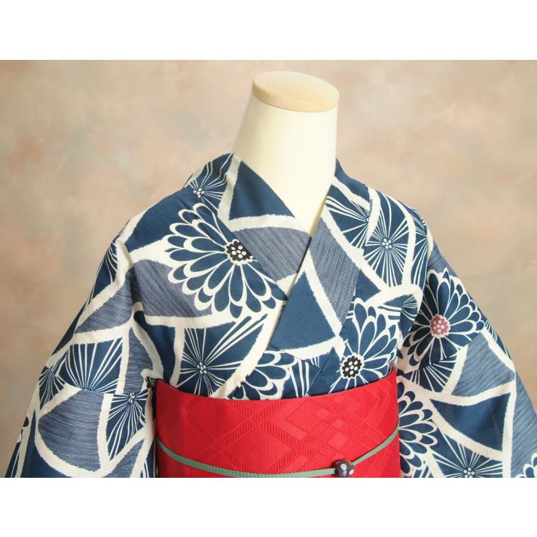 浴衣 ゆかた 凪ブランド 藍色 菊華柄 ゆかたにピッタリな滝流れ生地 綿１００％ 凪 浴衣 ゆかた 凪ブランド 藍紺色 菊華柄 ゆかたにピッタリな滝