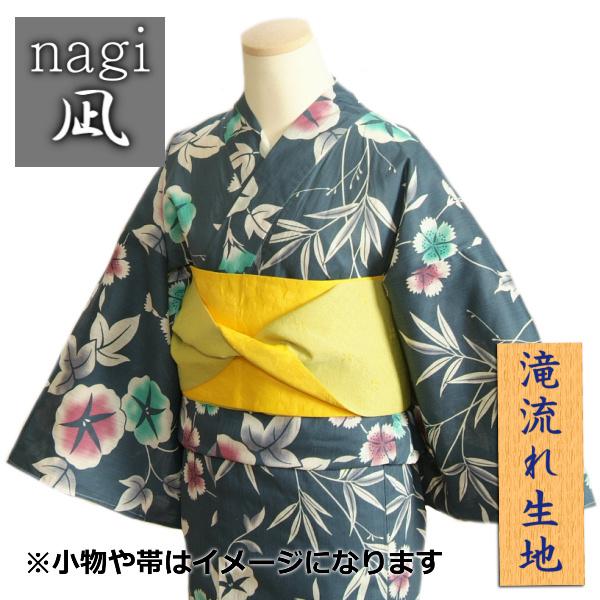 浴衣 ゆかた 凪ブランド 藍色 朝顔柄 ゆかたにピッタリな滝流れ生地使用 綿１００％