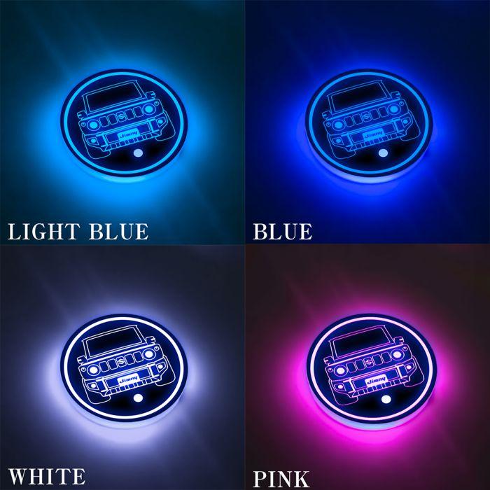 ハイエース 7色 自動発光 RGB LEDコースター 丸型 USB充電(印刷