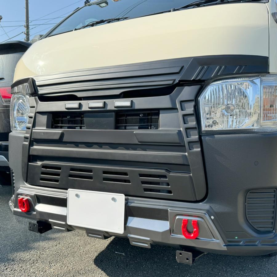 ハイエース 200系 パーツ フロントグリル&アッパーカバー LED マーカーランプ タコマ風 デイライト 外装 電装 エアロ ガーニッシュ 値下 |  | 09