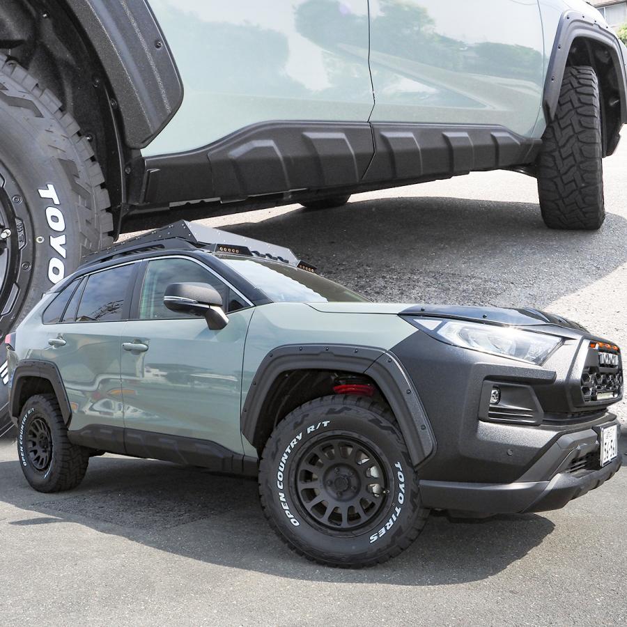 RAV4 社外サイドプロテクター　ラプターライナー塗装　貼り付けタイプ RAV4 パーツ 50系 PHV サイドドアガーニッシュ ゴリゴリ風塗装 サイド