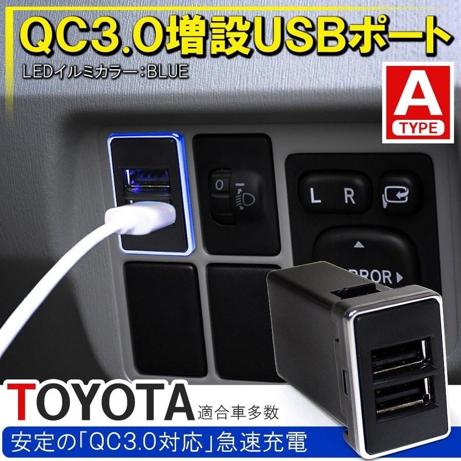 汎用 USBポート スイッチカバー QC3.0 増設 トヨタ 日産 ダイハツ 三菱 Aタイプ 急速 充電 LED パネル ケーブル｜doresuup