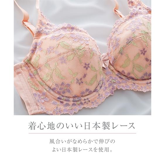 (D70-D85) 脇高 編レース フルカップブラジャー 小花 日本製レース ( トリンプ ) ニッセン 女性 下着 レディース フルカップブラ 小胸 盛り 谷間 セクシー ブラ｜dorismieux-bynissen｜14