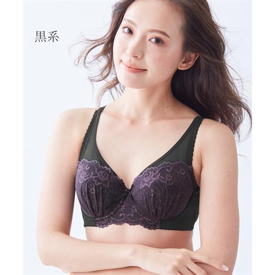 ブラジャー B85-D95 大きい サイズ バストをしっかり包む フルカップ ブラジャー 編みレースタイプ ニッセン 女性 下着 レディース ブラ 花柄 レース グラマー｜dorismieux-bynissen｜11