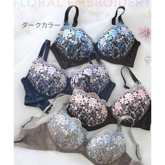 ブラジャー (E85-F100) 大きいサイズ 花柄 刺しゅう 脇高 ブラジャー (E85-F100) 大きいサイズ 花柄 刺しゅう 脇高