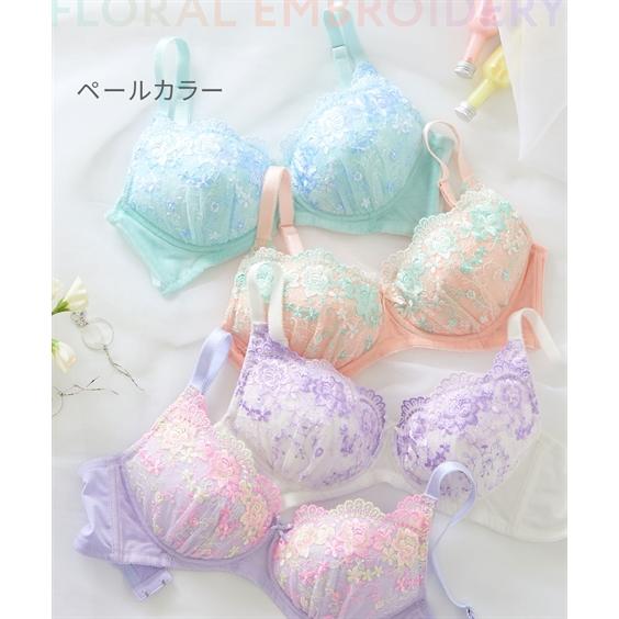ブラジャー (E85-F100) 大きいサイズ 花柄 刺しゅう 脇高 ブラジャー (E85-F100) 大きいサイズ 花柄 刺しゅう 脇高