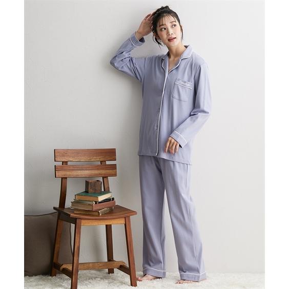 ホワイトコットンルームウェア パジャマ ルームウェア 部屋着 前明き襟ぐりギャザー