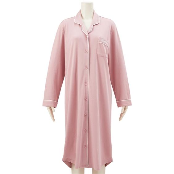 パジャマ ルームウェア M L LL ニッセン 綿100% やわらか スムース ルームシャツ ワンピース 女性 レディース ルームワンピース 前開き 入院 授乳 診察 四十肩 | ニッセン | 15