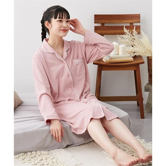 パジャマ ルームウェア M L LL ニッセン 綿100% やわらか スムース ルームシャツ ワンピース 女性 レディース ルームワンピース 前開き 入院 授乳 診察 四十肩 | ニッセン | 11