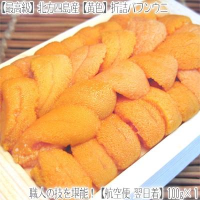 ウニ 北海道（折詰）生エゾバフンウニ（黄色）100g （北方四島産 うに）濃厚さが分かる職人技の折うに。ギフトにも大好評です、高評価ありがとう