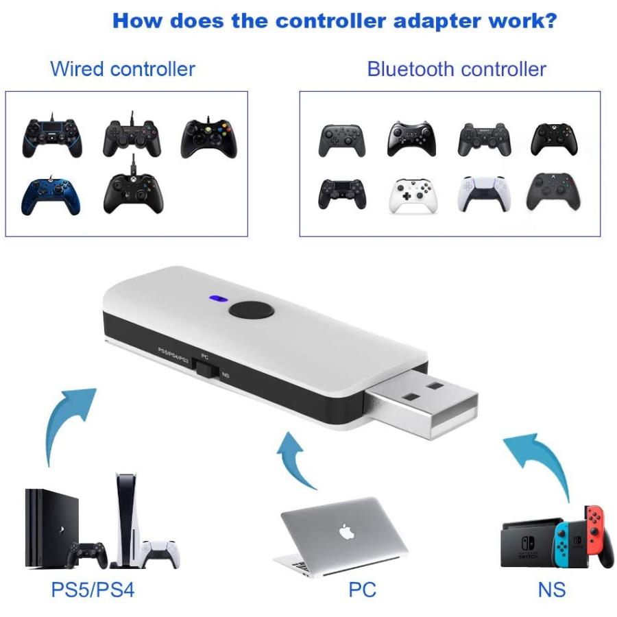 変換アダプター コントローラー PS5 PS4 Switch PC用 感度良好 操作性抜群 簡単接続 コンパクト さすだけ｜doshiro｜04
