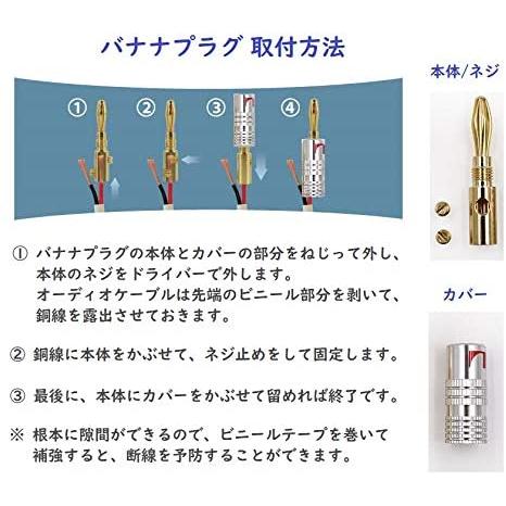 4本セット オーディオ スピーカー 接続 コネクタ 工具 バナナプラグ
