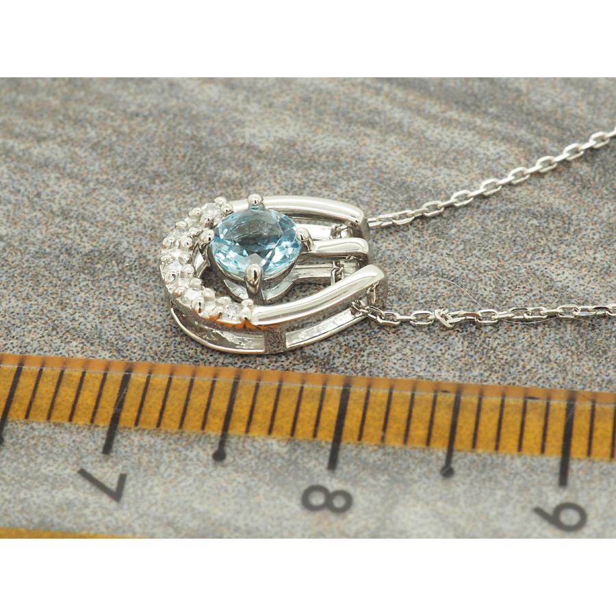 ネックレス レディース アクアマリン ダイヤモンド K18ホワイトゴールド ジュエリー  プレゼント 女性 馬蹄 |  | 03