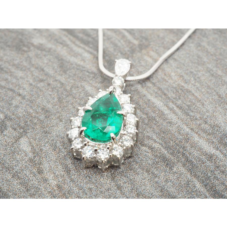エメラルド ペンダントネックレス レディース プラチナ ハイジュエリー