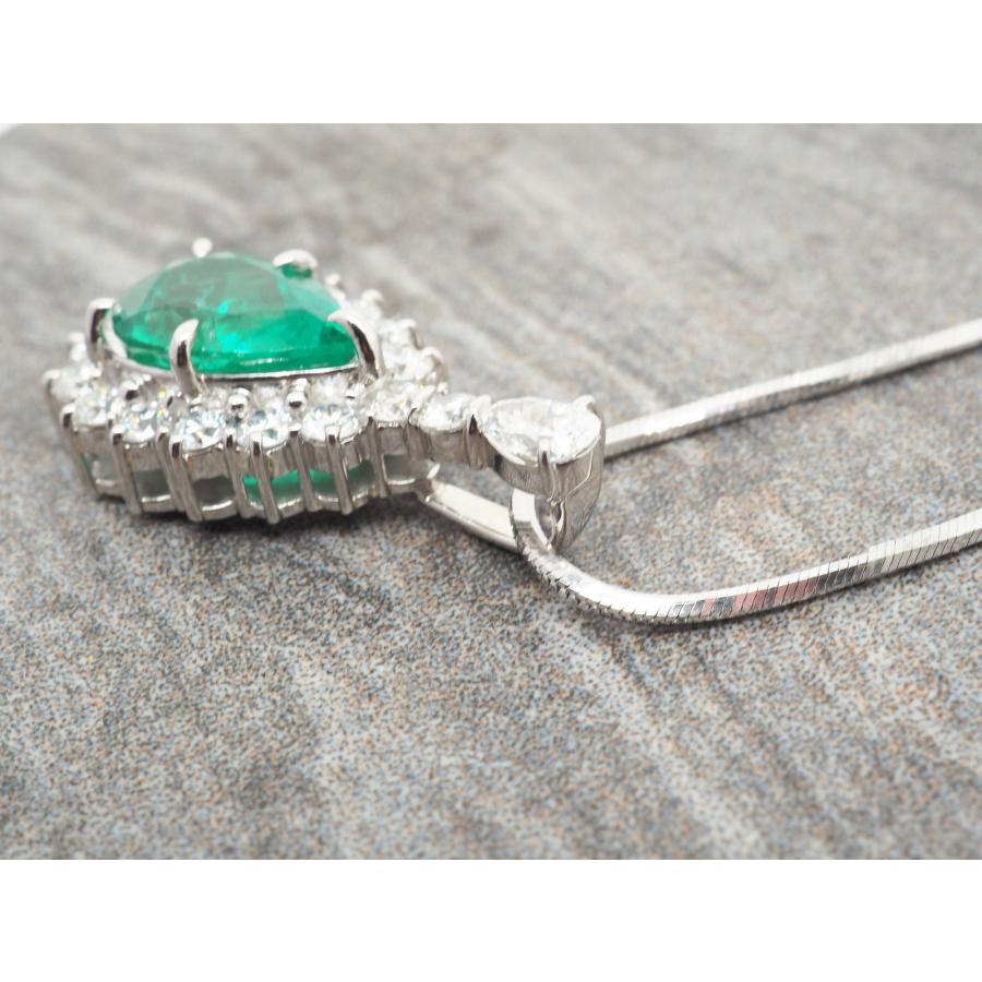 エメラルド ペンダントネックレス レディース プラチナ ハイジュエリー