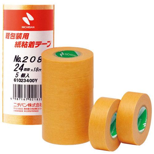 ○ニチバン 紙粘着テープ 軽包装用紙粘着テープ 寸法:幅18mm×長18m（茶 