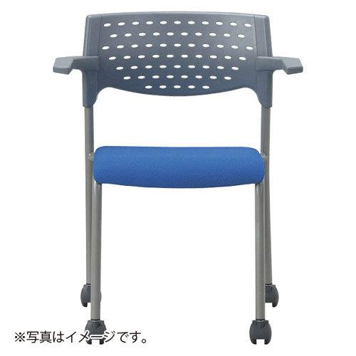 アイコ　法人限定　ミーティングチェア　４脚セット　　肘付きキャスター付　粉体塗装タイプ　グレーシェル　ＰＧＮ（パステルグリーン）