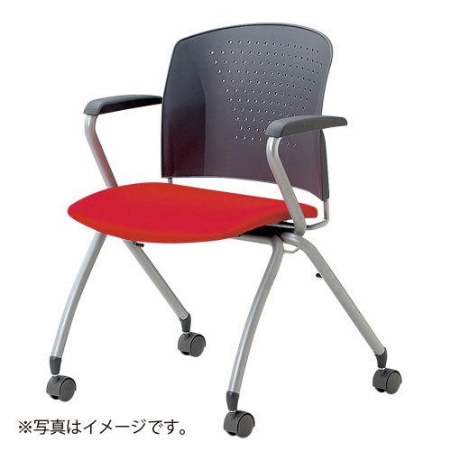アイコ　法人限定　ミーティングチェア 布張り　２脚セット　肘付きキャスタータイプ　グレーシェル　ＬＭ（ライム）