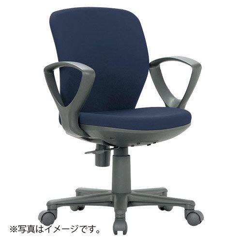 アイコ　法人限定 事務用チェア（シンプルタイプ）　セミローバックサークル肘タイプ　布張り（ブラック）