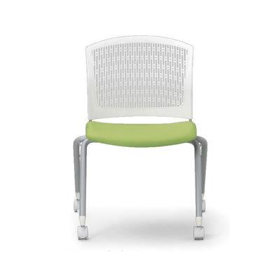 アイコ　法人限定　ミーティングチェア 布張り　２脚セット　背張りなし肘なし　キャスタータイプ　ホワイトシェル　ＬＭ（ライム）