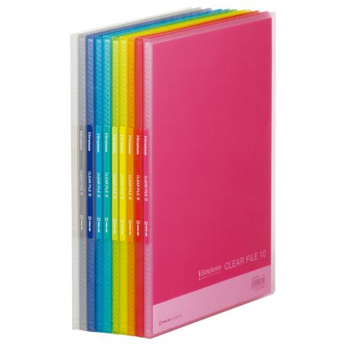 ●キングジム　シンプリーズ　クリアーファイル（透明）　Ａ４判タテ型（１０ポケット）（赤） | KING JIM | 01