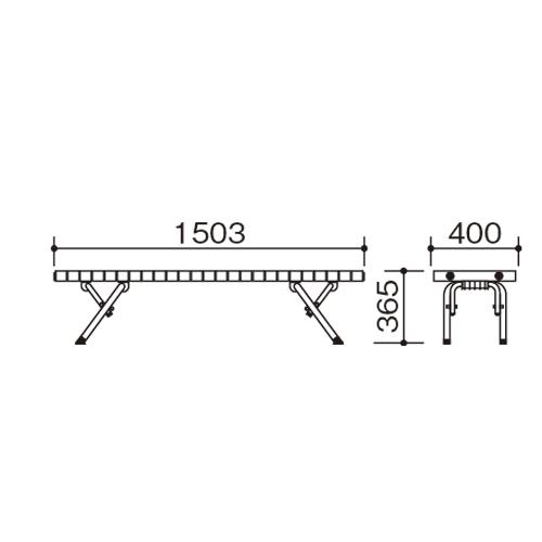 テラモト 折りたたみホームベンチ 1500 幅：約1503mm（青 