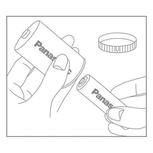 パナソニック　単３形充電式電池用　サイズ変換スペーサー２個入りパック　単3形充電式電池→単1形サイズへ変換 | Panasonic | 01