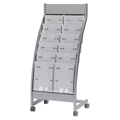 エヌケイ　メーカー直送品　パンフレットスタンド（ロータイプ）（シルバーメタリック／グレー）