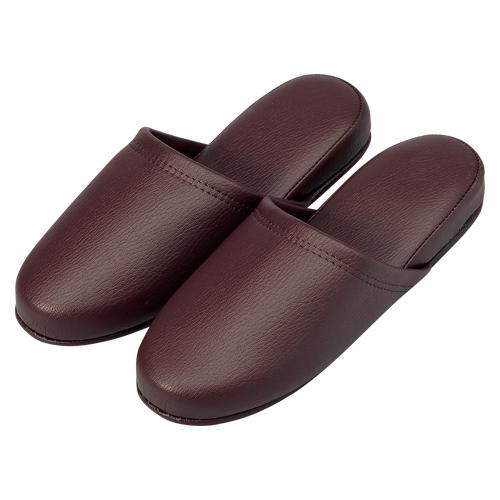 ●オーミケンシ　抗菌レザー調スリッパ　１０足組　（ダークワイン） | 