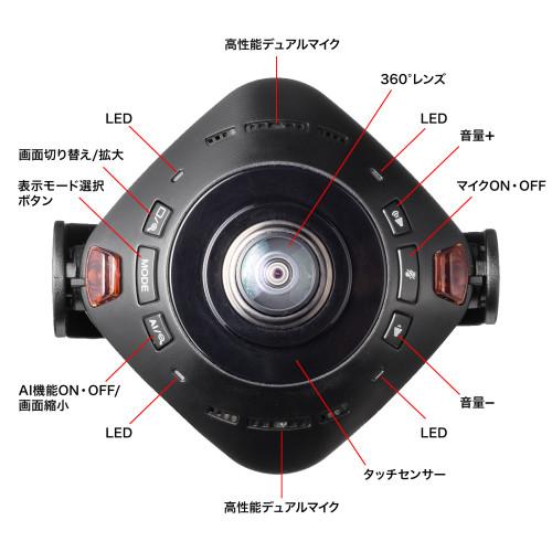 サンワサプライ　直送 スピーカー内蔵360度Webカメラ