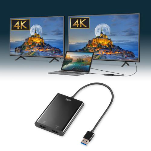 サンワサプライ 直送 USB-HDMIディスプレイアダプタ(4K× 2画面出力