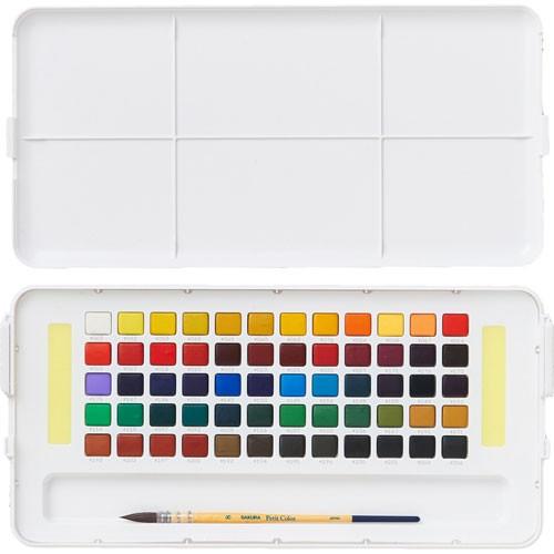 サクラクレパス　プチカラー６０色セット　６０色セット : サクラクレパス 絵の具 固形水彩 プチカラー 60色