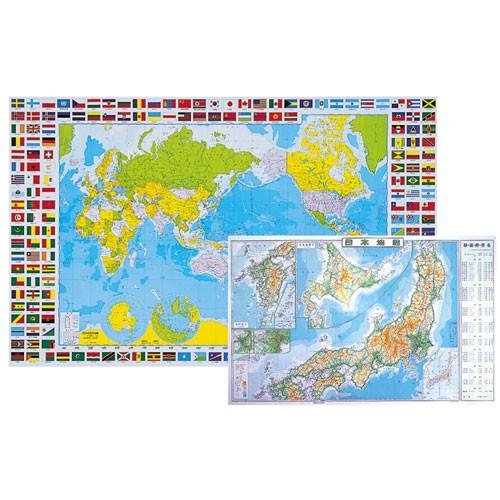 ミワックス　学習デスクマット　デスクマット　学習机　小学生　世界日本　　世界日本地図1,240円