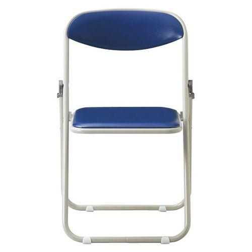 アイコ　法人限定 折りたたみチェア ビニール張り 6脚セット　φ22.2mm粉体塗装タイプ スライド式　BU（ブルー）