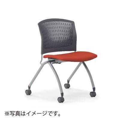 アイコ　法人限定　ミーティングチェア 布張り　２脚セット　背張りなし肘なし　水平スタックタイプ　グレーシェル　ＢＫ（ブラック）