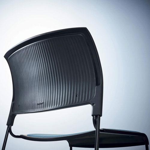ライオン事務器　法人限定 メーカー直送品 スタッキングチェアー (No.1070) レザー張り 粉体塗装脚(グレー)（ダークブルー）_1