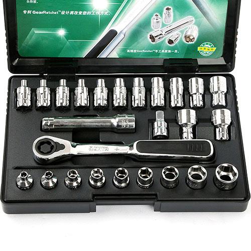 レックス 25pcs 1/4貫通ラチェットソケットセット【RS-09131