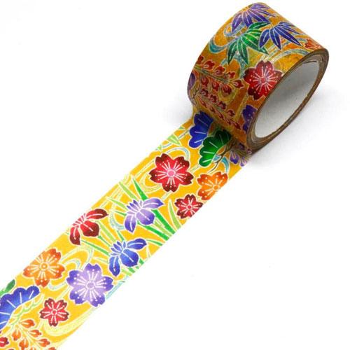 カミイソ Kimono美 和紙マスキングテープ マステ 沖縄/紅型 桜松 25mm