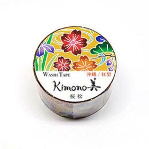 カミイソ Kimono美 和紙マスキングテープ マステ 沖縄/紅型 桜松 25mm