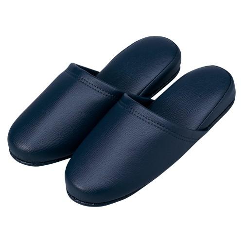 ○オーミケンシ 抗菌レザー調スリッパ 10足組 （ダークブルー