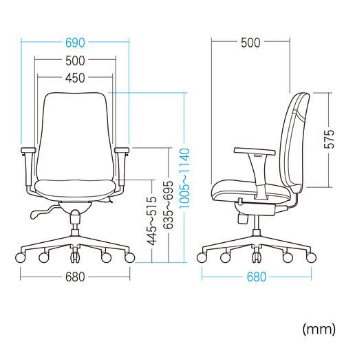 サンワサプライ　直送　高機能ハイバックオフィスチェア（シェルカラー／ブラック、座面・背もたれカラー／ブラック）｜dotkae-ru｜02