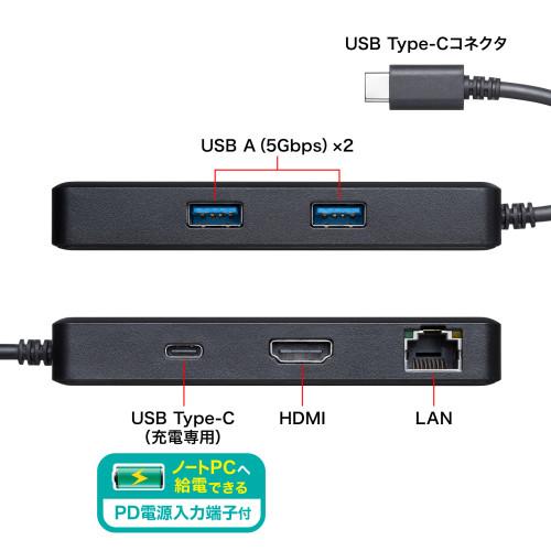 サンワサプライ 直送 USB Type−C ドッキングステーション