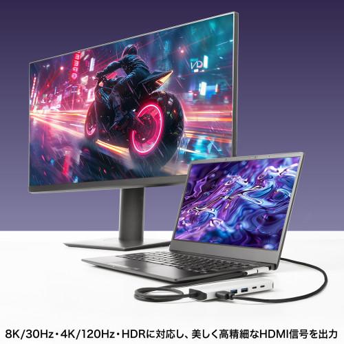 サンワサプライ 直送 8K対応 USB Type-C ドッキングステーション