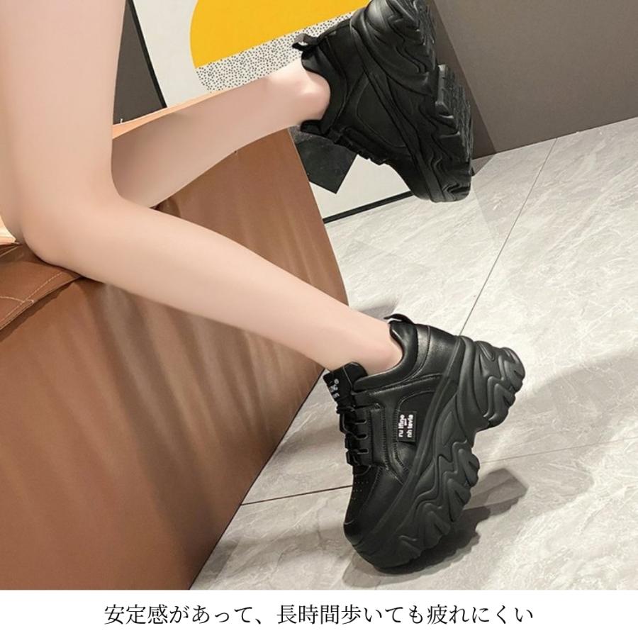 厚底スニーカー レディース 厚底シューズ 8cm 軽量 黒 ブラック ダッドスニーカー 美脚 脚長 スタイルアップ 歩きやすい 疲れにくい おしゃれ 韓国 爆買 |  | 09