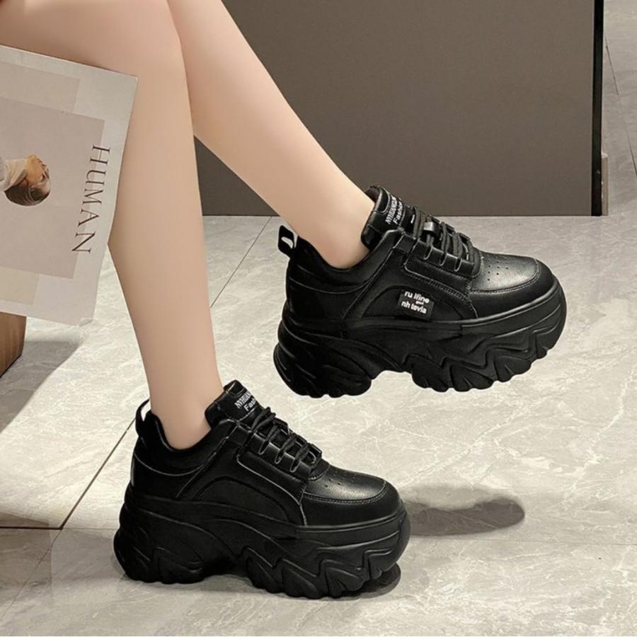 厚底スニーカー レディース 厚底シューズ 8cm 軽量 黒 ブラック ダッドスニーカー 美脚 脚長 スタイルアップ 歩きやすい 疲れにくい おしゃれ 韓国 爆買 |  | 13