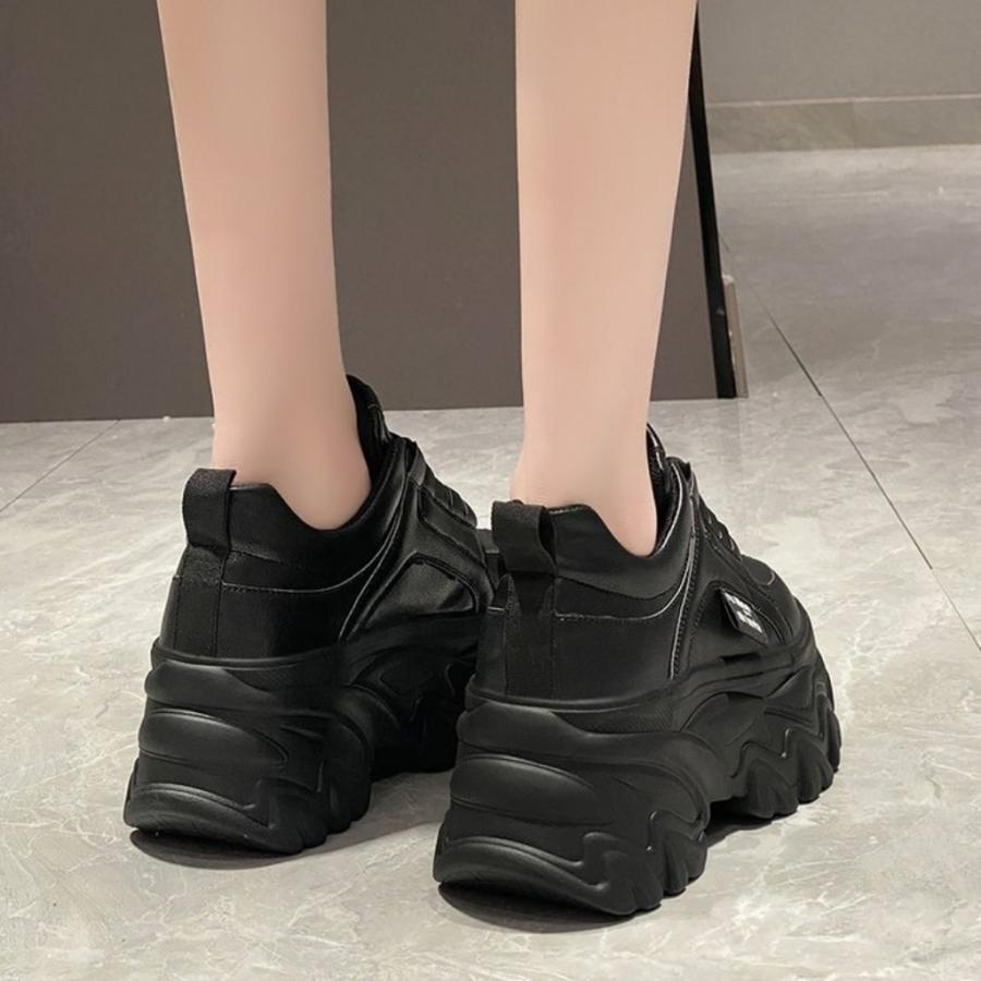厚底スニーカー レディース 厚底シューズ 8cm 軽量 黒 ブラック ダッドスニーカー 美脚 脚長 スタイルアップ 歩きやすい 疲れにくい おしゃれ 韓国 爆買 |  | 15