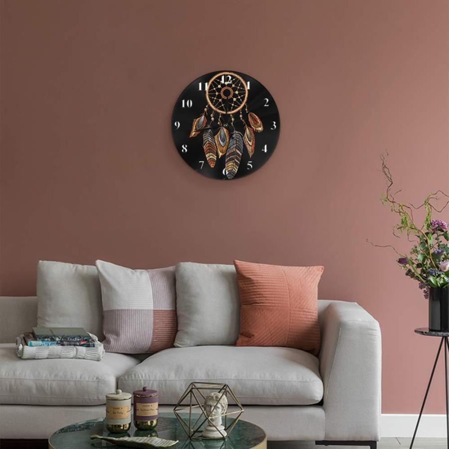 掛け時計 時計 壁掛け HGOD DESIGNSのドリームキャッチャーの円形の壁時計 刺繍の部族のドリームキャッチ Siwou-R1-041｜dotsupplyllc｜06
