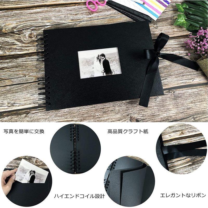 思い出帳 手作り アルバム Diy黒台紙40枚 スクラップブッキング 手作りフォトフレームブック お友達へのプレゼントや結婚式のフォトブック ドットコム 通販 Yahoo ショッピング