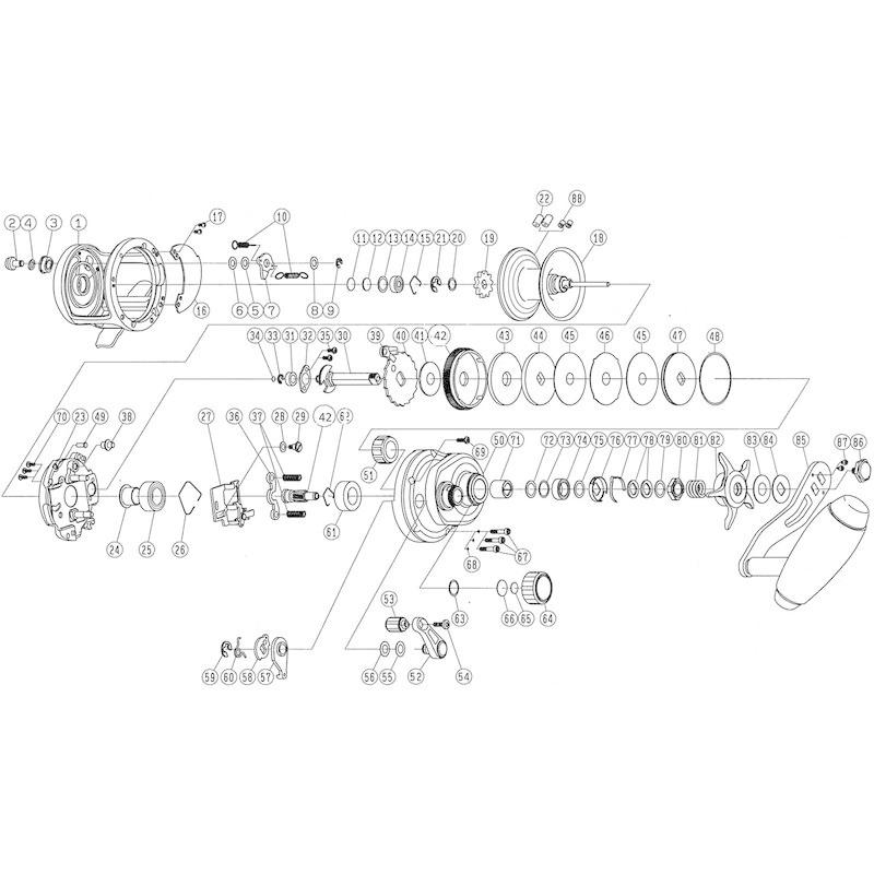 ダイワ(DAIWA) 純正パーツ 20 キャタリナ 15H-SJ ハンドル 部品番号 85 部品コード 1H1782 部品番号 部品コード 1H1782 DAIWA 純正パーツ キャタリナ 15H SJ ハンドル