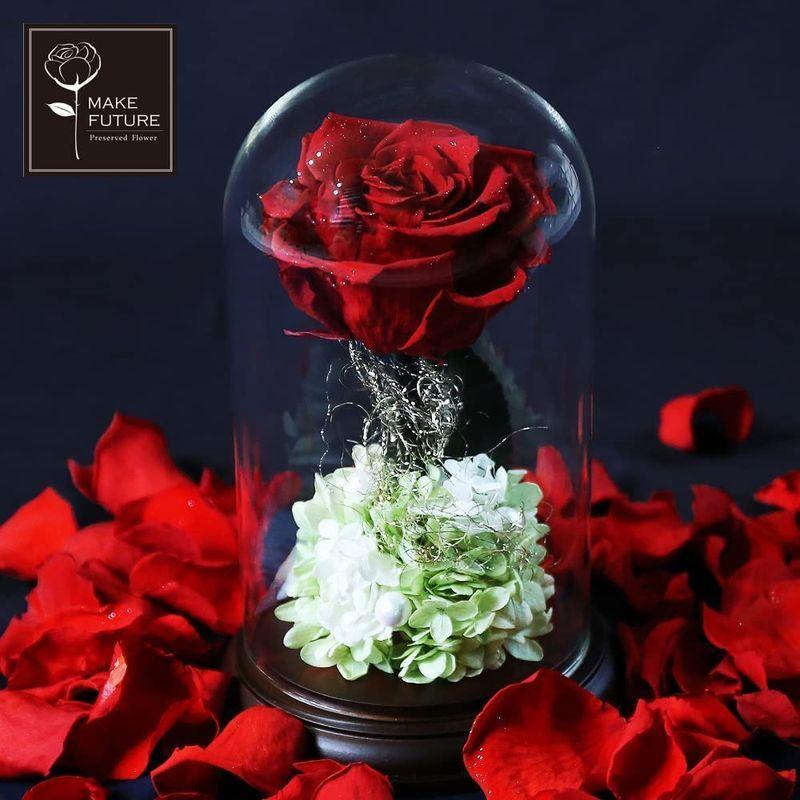 Makefuture プリンセスフルール プリザーブドフラワー ガラスドーム バラ 美女と野獣 プロポーズ ブライトレッド プリンセスフルール ブライトレッド プリザーブドフラワー ガラスドーム バラ 美女と野獣 プロポーズ サイズ